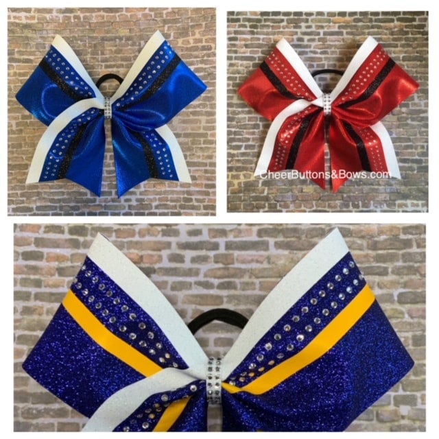 Cheer Buttons and Bows - Custom mini bow keychain for Hazel. Order from my   shop or online store. CheerButtonsAndBows.com #cheerbow #cheerleading  #cheerleader #cheerislife #cheer #cheerleader #cheercoach #cheerleaders  #cheerbows #hairbows