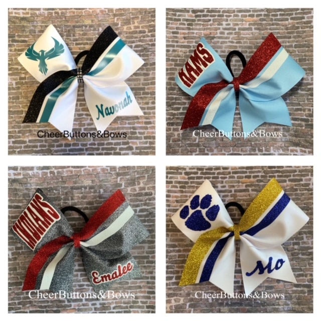 Cheer Buttons and Bows - Custom mini bow keychain for Hazel. Order from my   shop or online store. CheerButtonsAndBows.com #cheerbow #cheerleading # cheerleader #cheerislife #cheer #cheerleader #cheercoach #cheerleaders  #cheerbows #hairbows